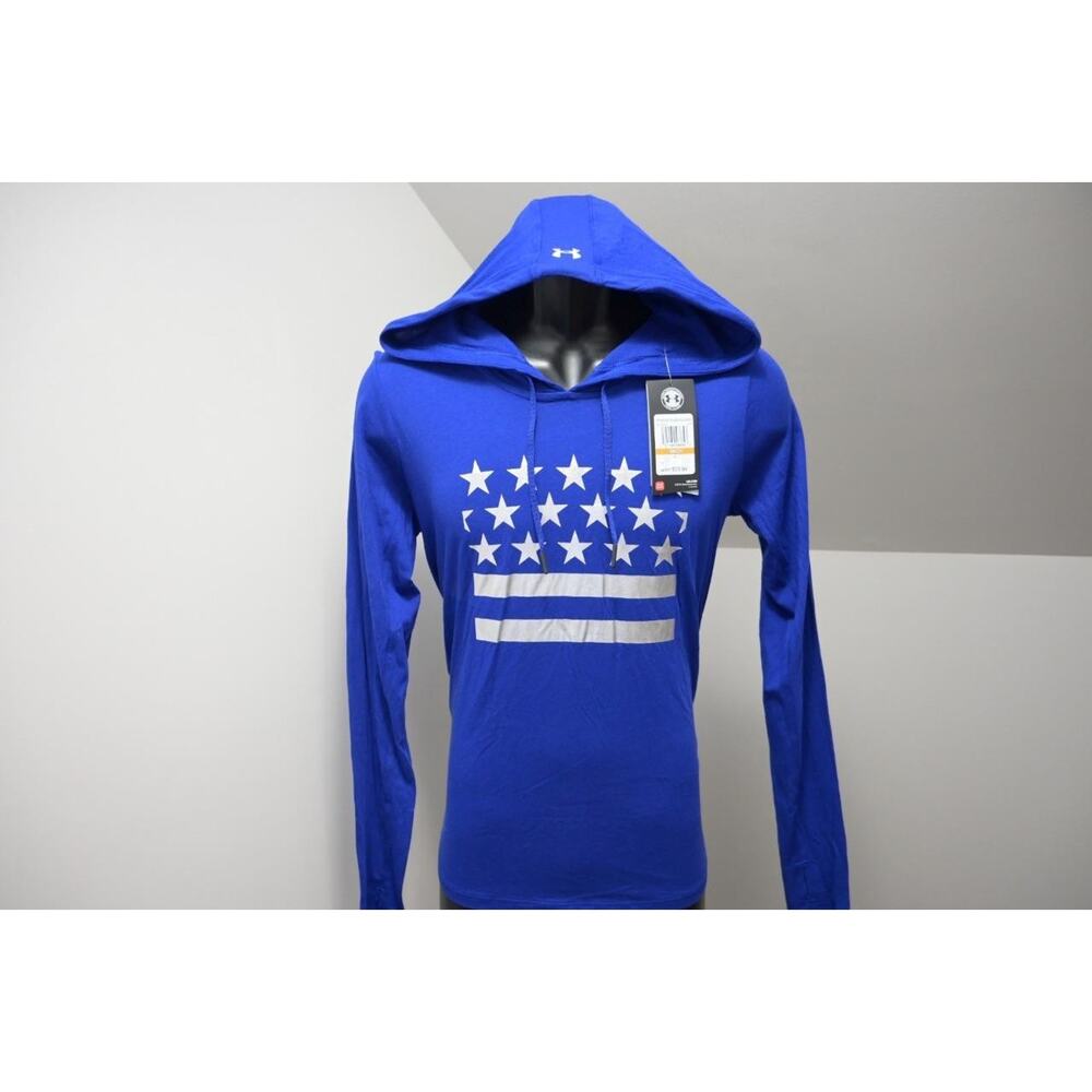 Under Armour Hoodie Sweatshirt Blue American Flag‎ Athletic Womens Sz Small NWT